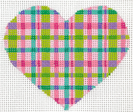 Mini Heart – Madras Plaid – Pinks, Limes, Turquoise & Lavenders OM-280