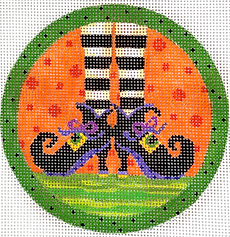 Sally Eckman Roberts – Witch’S Feet w/ Green Dotted Border – On Orange SER-OM-02