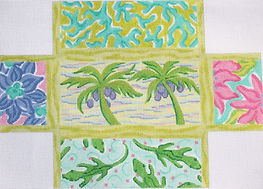 Brick – Lilly-Inspired Lattice Patchwork – Turquoise, Periwinkle, Violet & Greens BR-25