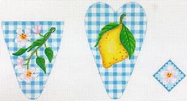 Scissors Case – Blue Gingham w/ Lemon & Lemon Branch w/ Flowers        SC-08