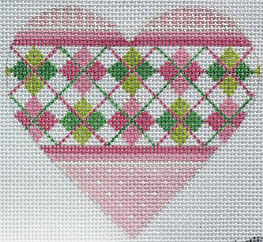 Mini Heart – Argyle – Pinks & Greens OM-08