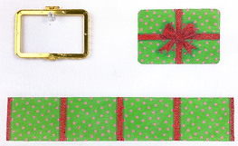 Limoges Box – Med. Rectangle Gift Box – Christmas Red, Green & Hot Pink (Gold Clasp) BXMREC-04