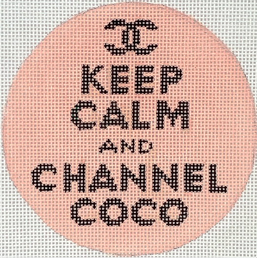 4” Round – Keep Calm & Channel Coco – Blush Pink & Black INSMC-55