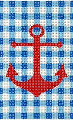 Planet Earth Passport Cover Insert – Red Anchor On Blue Gingham INSPPP-13