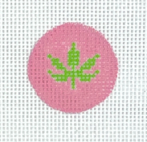 Planet Earth Key Ring Insert – Green Weed Leaf On Pink PKR-13