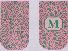 Glasses/ Phone Case – Hawaiian Floral – Greens On Pink w/ Monogram Space (Full-Size) EGC-01f