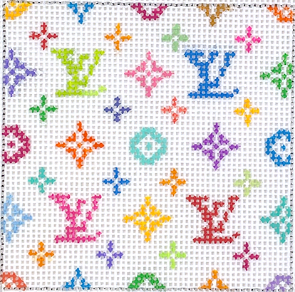 3” Square Insert – Louis Vuitton Lv – Multi Color On White INSSQ3-03