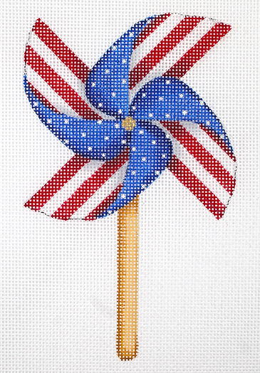 Mini Patriotic Pinwheel – Red, White & Blue w/ Tans OM-218
