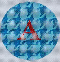 Bright Disk Letter – Blues Houndstooth, Red Letter (Specify Letter Or Blank) ALB-43