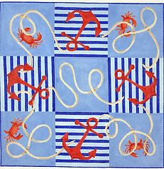 Tic Tac Toe Board – Nautical Anchors And Rope w/ Crabs – Red, Blues & Tans TTT-02
