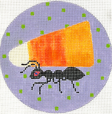 Shannon Snow – Ant Carrying Candy Corn – Lavender w/ Lime Dots SHS-OM-01