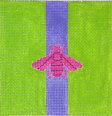 4” Square Insert – Gucci Bee In Mod Colors – Magenta w/ Purple Stripe On Deep Lime INSSQ4-66