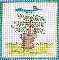 5” Square Insert – Jilly Walsh Bird In Topiary JW-INS-01
