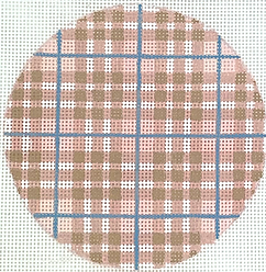 4” Round – Burberry Ladies’ Plaid – Sandy Pink, Tan & Light Blue INSMC-07