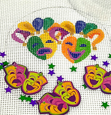 3” Round w/ Clear Dome & Confetti – Mardi Gras – Masks OMD-35