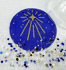 Christmas Ornament w/ Clear Dome Cover & Confetti – Star Of Bethlehem On Night Sky XMD-02