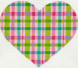 Mini Heart – Madras Plaid – Pinks, Limes, Turquoise & Lavenders OM-312