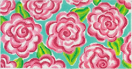 Lilly-Inspired Roses – Pinks & Greens On Turquoise INSPCL-53