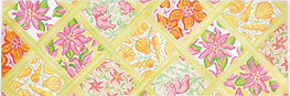 Long Rect.– Lilly-Inspired Lattice Patchwork – Yellows, Pinks, Corals & Greens PL-23
