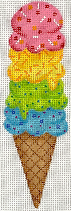 Mini Sweet Treat – Rainbow 4-Scoop Ice Cream Cone w/ Sprinkles OM-286