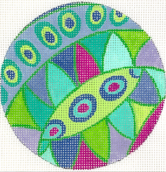 4” Round – Pucci Inspired Waves & Dots – Blues, Greens & Purples INSMC-30