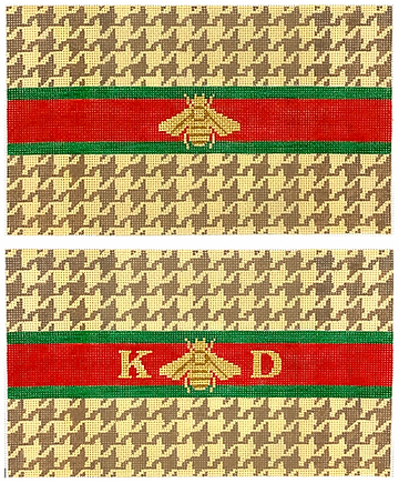 Clutch – Houndstooth w/ Gucci Stripe & Bee – Tan, Brown, Green, Red & Gold CL-29