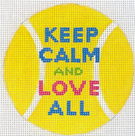 4” Round – Keep Calm & Love All – Multi On Yellow INSMC-62