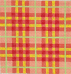 3” Square Insert – Madras Plaid – Corals, Cantaloupe & Honeydew (Specify Letter Or Blank) INSSQ3-12