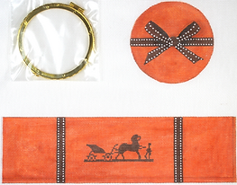 Limoges Box – X-Large Round Hermès Wrapped Box – Orange & Brown (Gold Clasp) BXXLR-02