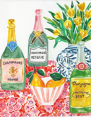 Champagne Scene w/ Yellow Tulips & Pears        LB-PL-43