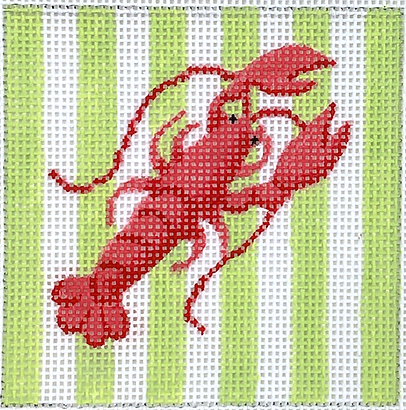 3” Square Insert – Lobster On Lime Cabana Stripes INSSQ3-15