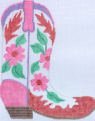 Cowgirl Boot – Pink & Red Flowers (Pointing Right) CB-01R