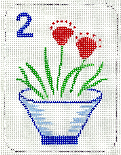 Mini Mahjong Tile – Pot w/ Flowers OM-375