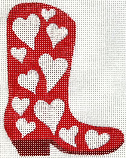 Mini Cowgirl Boot – Red w/ White Hearts OM-378