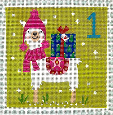 Advent Around The World Stamp #1 – Peru – Llama w/ Gift KH-PL-01