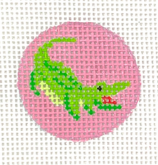 Planet Earth Key Ring Insert – Preppy Gator – Greens On Pink PKR-38