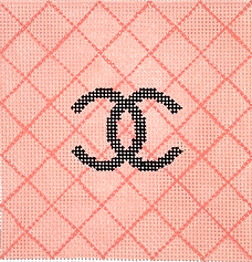 4” Square Insert – Chanel C’S On Quilted Background – Black On Shell Pink INSSQ4-05