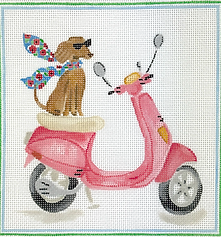 Chic Pup On A Pink Vespa       LB-PL-13