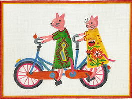 Two Kitties In Mexican Dresses On Bicycle Built For Two CG-PL-13