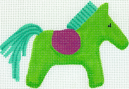 Mini/Bag Charm – Hermès Horse w/ Saddle – Green, Turquoise & Magenta      OM-445