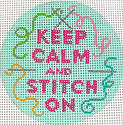 4” Round – Keep Calm & Stitch On – Multi On Light Blue INSMC-59
