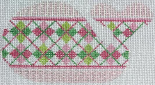 Mini Whale – Argyle – Pinks & Greens OM-35