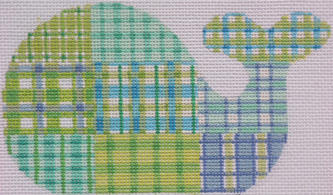 Mini Whale – Madras Patchwork – Blues & Greens OM-01