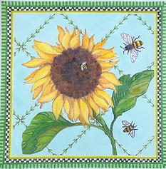 Sunflower & Bees On Vine Lattice SER-PL-05