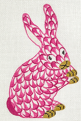 Mini Herend-Style Standing Bunny – Pink w/ Gold OM-153