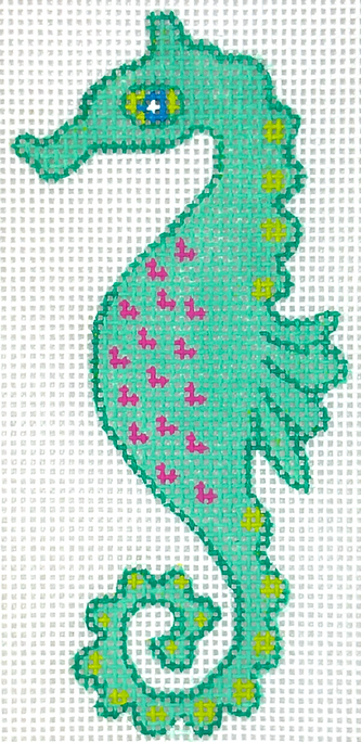 Mini/Bag Charm – Seahorse – Turquoise w/ Pink & Lime         OM-461
