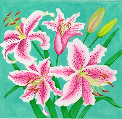 Stargazer Lilies On Turquoise PL-527