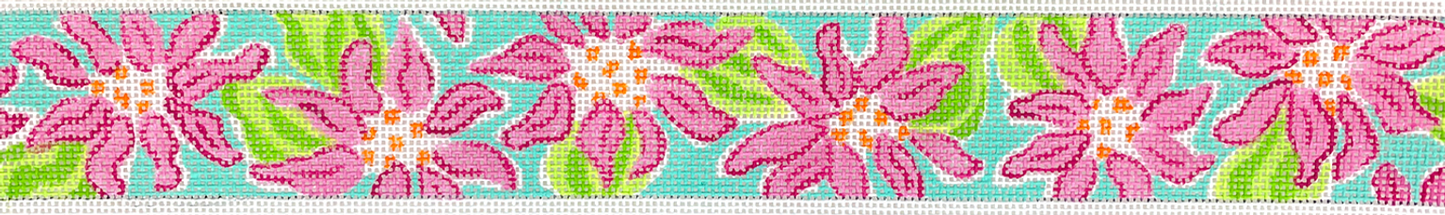 Belt – Lilly-Inspired Dahlias – Hot Pinks & Limes On Turquoise BL-87