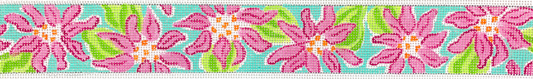 Belt – Lilly-Inspired Dahlias – Hot Pinks & Limes On Turquoise BL-87