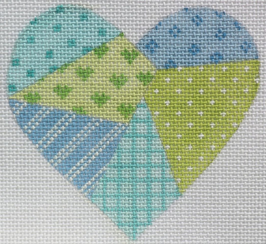 Mini Heart – Woven Ribbons – Soft Turquoise & Greens OM-22